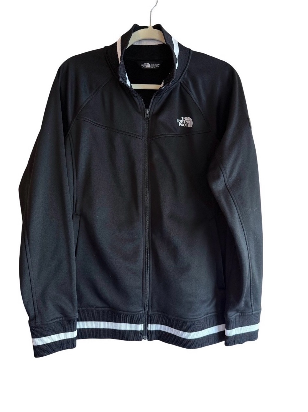 The North Face Black Full-Zip Bomber Jacket with White Trim